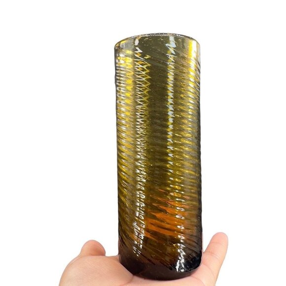 Egyptian Dark Smokey Amber Glass Tumbler Drinking Glasses Set 2 Hand Blown Glass - Picture 9 of 9